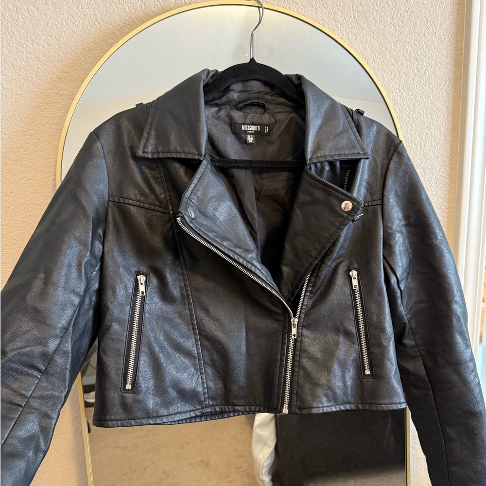 Black Leather Jacket - Misguided
